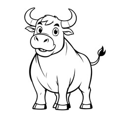 Simple vector illustration of Bull drawing for children page
