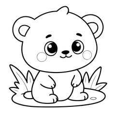 Simple vector illustration of Kawaii drawing for kids colouring activity