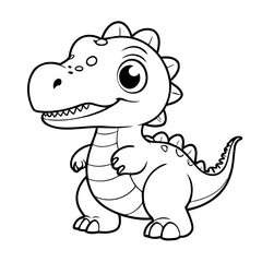 Vector illustration of a cute Dino drawing colouring activity