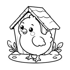 Cute vector illustration Chicken drawing for colouring page