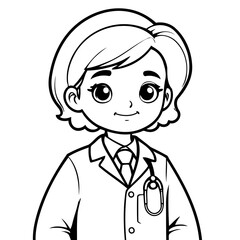Fototapeta premium Vector illustration of a cute Doctor drawing for toddlers colouring page