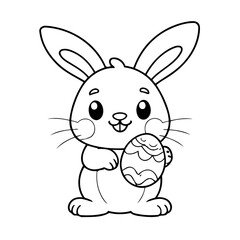 Cute vector illustration Bunny drawing colouring activity