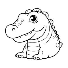 Vector illustration of a cute Alligator doodle for kids colouring page