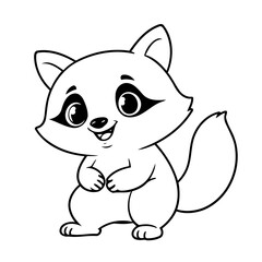 Cute vector illustration Raccoon doodle for kids colouring page