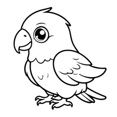 Simple vector illustration of Parrot hand drawn for kids page