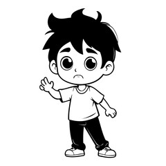 Simple vector illustration of Boy drawing for kids page