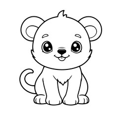 Simple vector illustration of Animal drawing for toddlers colouring page