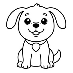 Simple vector illustration of Dog drawing for toddlers colouring page