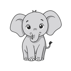 Cute vector illustration Elephant drawing for children page