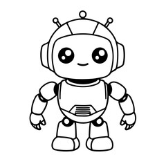 Cute vector illustration Robot hand drawn for kids page