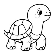 Vector illustration of a cute Turtle doodle for kids colouring page