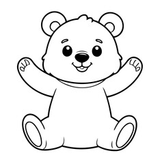 Simple vector illustration of Bear for toddlers colouring page