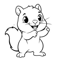 Cute vector illustration Squirrel doodle for toddlers colouring page