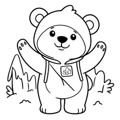 Vector illustration of a cute Bear drawing for colouring page