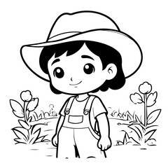 Simple vector illustration of Farmer doodle for toddlers worksheet