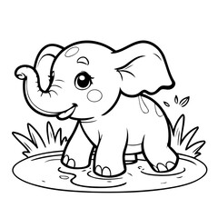 Simple vector illustration of Elephant for kids coloring page