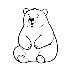 Simple vector illustration of Polarbear drawing for kids colouring activity