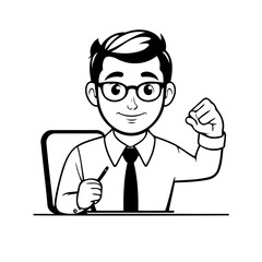 Vector illustration of a cute Man doodle for children worksheet