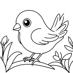 Cute vector illustration Bird for kids colouring page