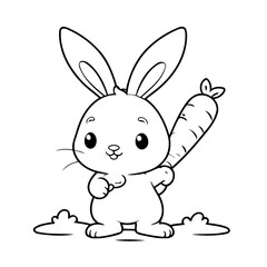 Simple vector illustration of Bunny hand drawn for toddlers