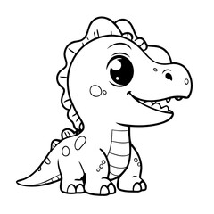 Vector illustration of a cute Dino drawing for colouring page