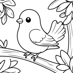 Cute vector illustration Bird drawing for children page
