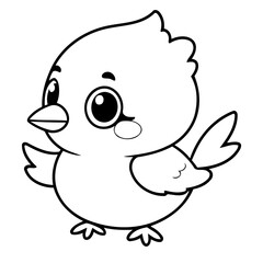 Vector illustration of a cute Kawaii drawing for toddlers coloring activity