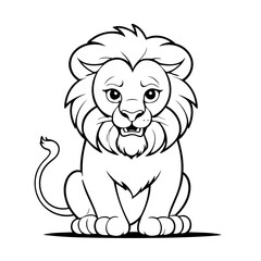 Cute vector illustration Lion drawing for kids colouring page