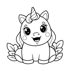 Cute vector illustration Unicorn doodle for kids coloring worksheet