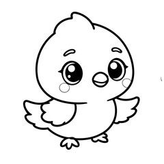 Vector illustration of a cute Kawaii doodle for kids coloring worksheet