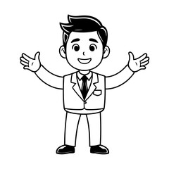 Simple vector illustration of Business for kids colouring worksheet