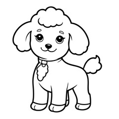 Cute vector illustration Poodle drawing for colouring page