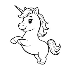 Cute vector illustration Unicorn drawing for kids colouring page