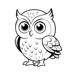 Simple vector illustration of Owl drawing colouring activity