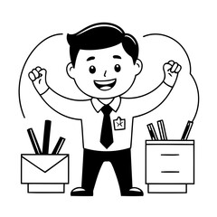 Vector illustration of a cute Business drawing for toddlers colouring page