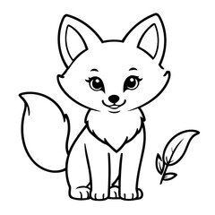 Simple vector illustration of Fox drawing for children page