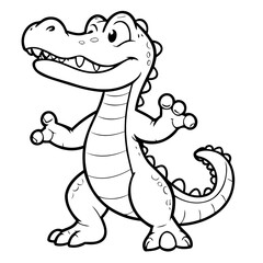 Cute vector illustration Alligator for kids colouring page