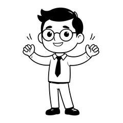 Vector illustration of a cute Business doodle for kids colouring page