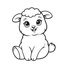 Simple vector illustration of Sheep drawing for toddlers colouring page