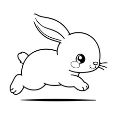 Simple vector illustration of Bunny drawing for kids page
