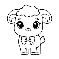 Vector illustration of a cute Sheep doodle for kids coloring worksheet