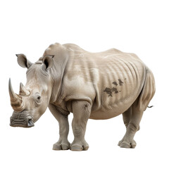 Obraz premium A white rhino stands on a plain Png background, a Beaver Isolated on a whitePNG Background