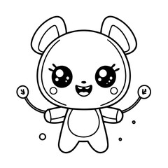 Cute vector illustration Kawaii drawing for kids colouring activity