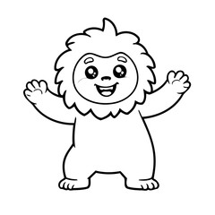 Obraz premium Vector illustration of a cute Yeti doodle for kids coloring worksheet