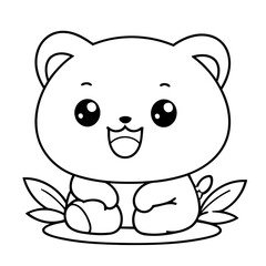 Simple vector illustration of Kawaii for toddlers colouring page