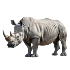 Fototapeta premium A rhino standing on a plain Png background, a Beaver Isolated on a whitePNG Background