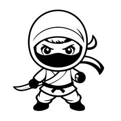 Obraz premium Simple vector illustration of Ninja drawing for children page