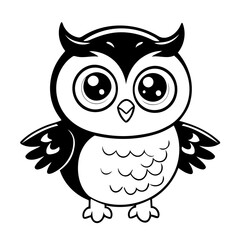 Cute vector illustration Owl drawing for kids colouring activity