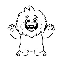 Obraz premium Cute vector illustration Yeti drawing for toddlers colouring page
