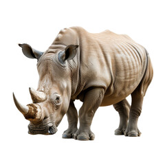 Fototapeta premium A rhino stands against a Png background, a Beaver Isolated on a whitePNG Background